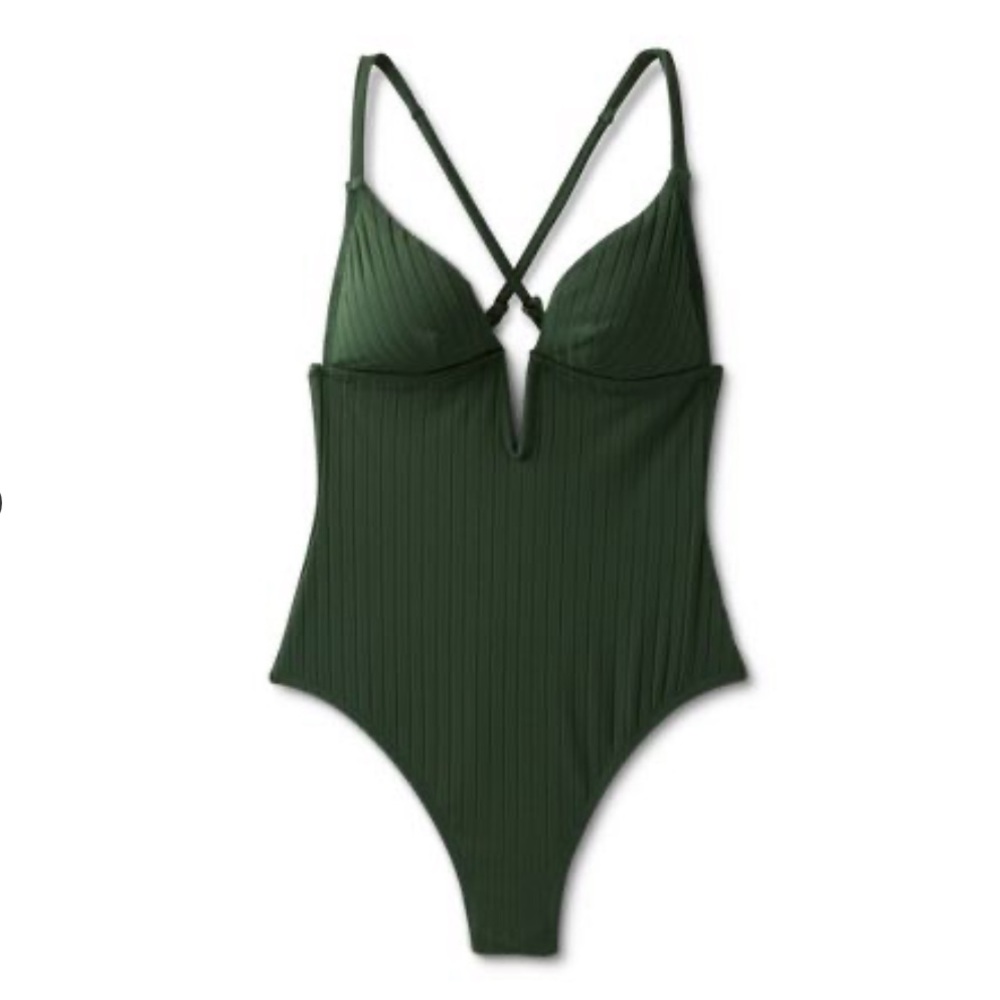 Shade & Shore Ribbed Plunge V-Wire One Piece